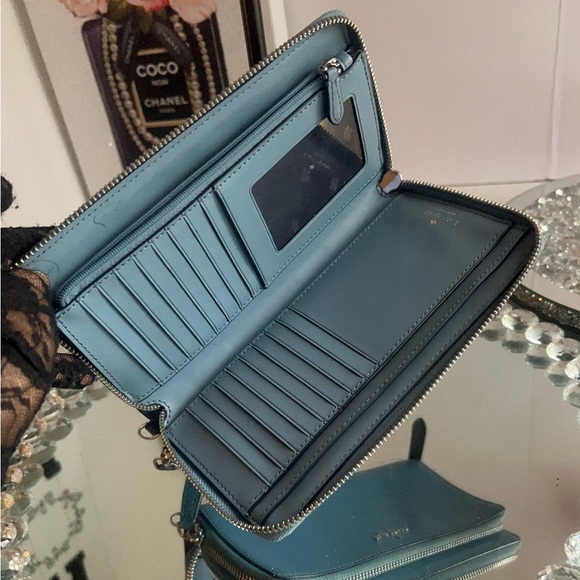 Kate Spade blue Leather Anita Patterson Drive doble zipper Wallet wrislet - Picture 7 of 17